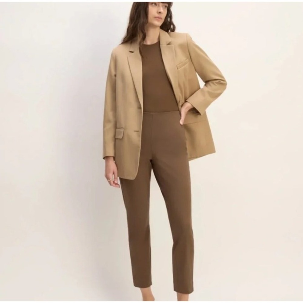 Everlane The Side-Zip Work Pant Women's 14 Brown Cocoa Stretch Cotton Tapered
